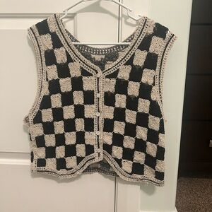 Checkered Crochet Vest